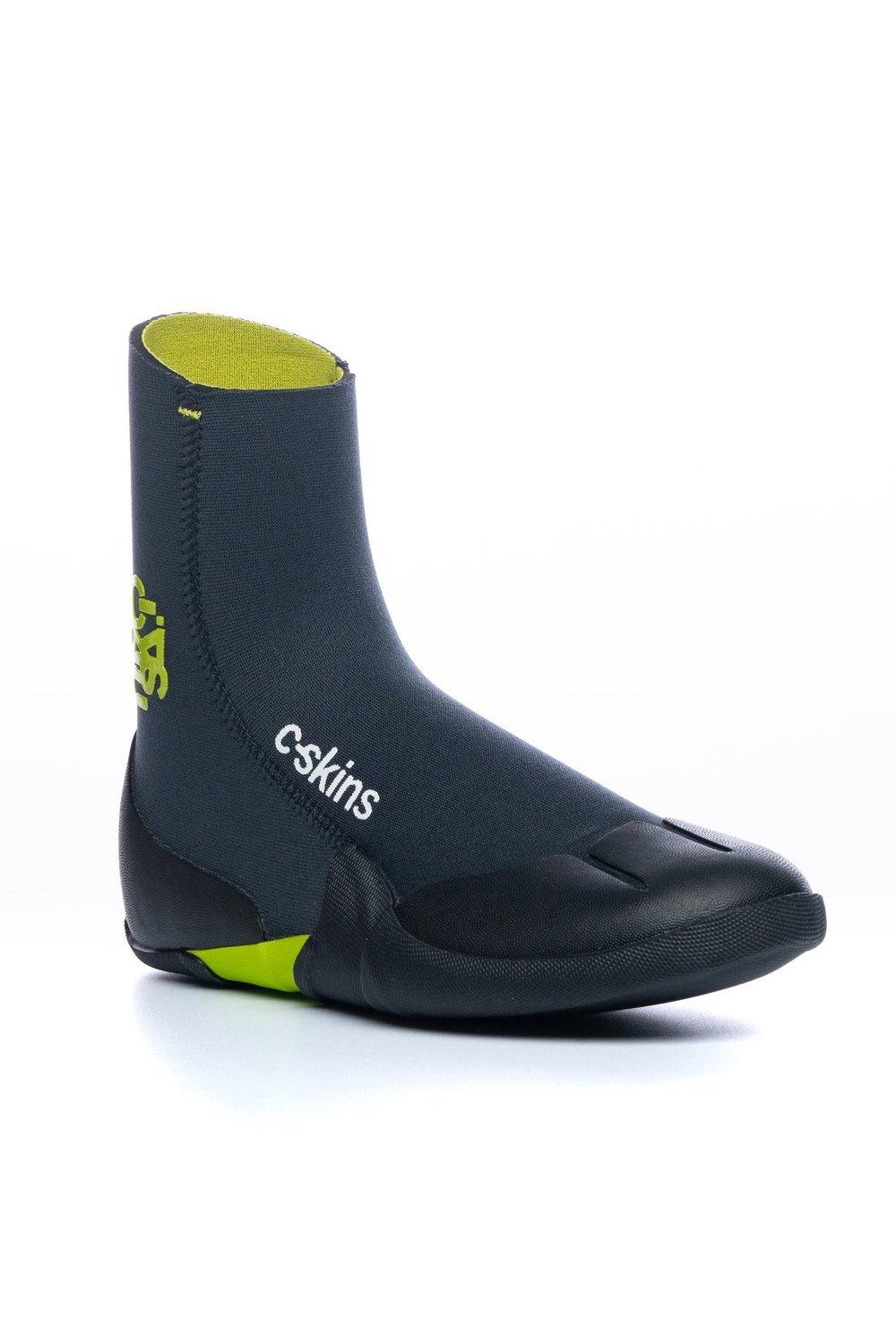 C-Skins Legend 3.5mm Junior Zipped Round Toe Boots - Black/Ocean | Graphite/Flash Green - Stokedstore