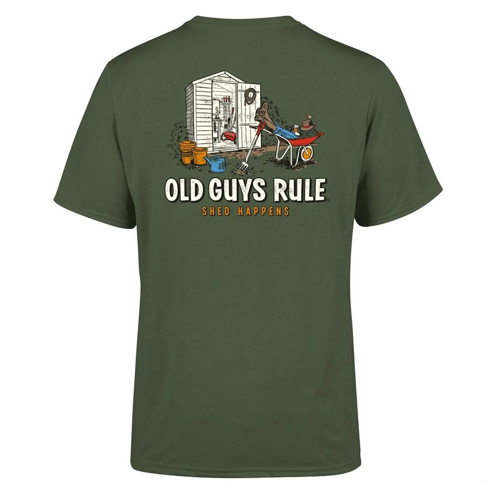 Old Guys Rule 'Shed Happens 3' Tee Shirt - Military Green - Stokedstore